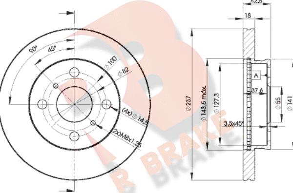 R Brake 78RBD21607 - Bremžu diski ps1.lv