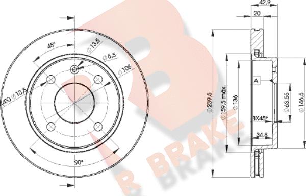 R Brake 78RBD21064 - Bremžu diski ps1.lv