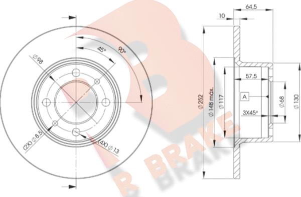 R Brake 78RBD21070 - Bremžu diski ps1.lv