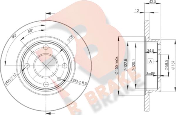 R Brake 78RBD21071 - Bremžu diski ps1.lv