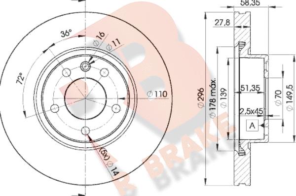 R Brake 78RBD21134 - Bremžu diski ps1.lv