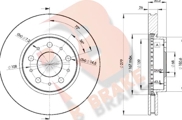 R Brake 78RBD21788 - Bremžu diski ps1.lv