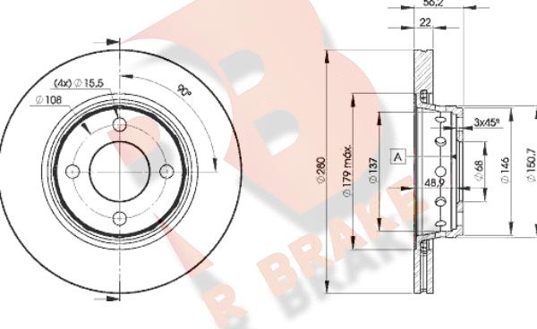 R Brake 78RBD28011 - Bremžu diski ps1.lv