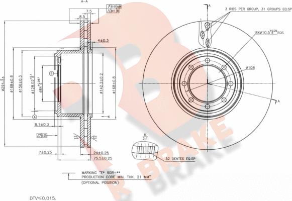 R Brake 78RBD28763 - Bremžu diski ps1.lv