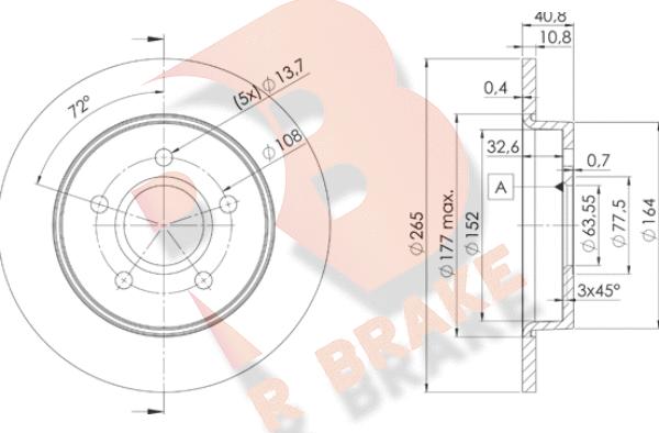 R Brake 78RBD23965 - Bremžu diski ps1.lv