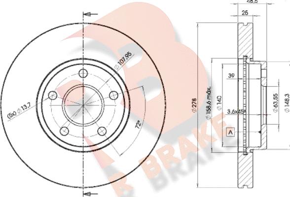 R Brake 78RBD23963 - Bremžu diski ps1.lv