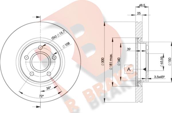 R Brake 78RBD23937 - Bremžu diski ps1.lv