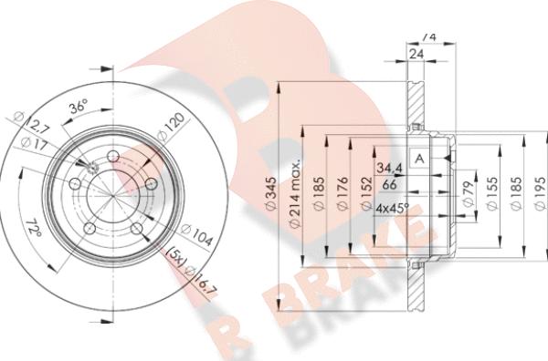 R Brake 78RBD23409 - Bremžu diski ps1.lv