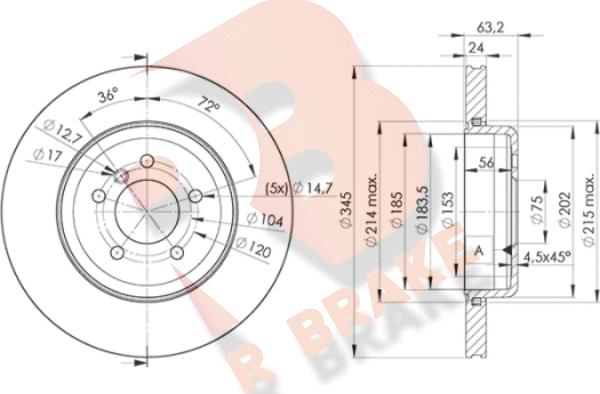 R Brake 78RBD23403 - Bremžu diski ps1.lv