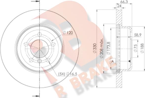 R Brake 78RBD23555 - Bremžu diski ps1.lv