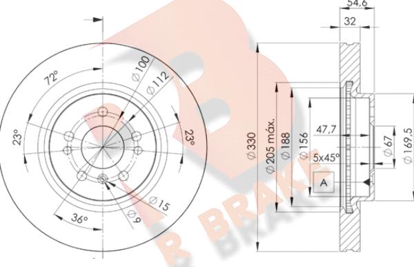 R Brake 78RBD23507 - Bremžu diski ps1.lv