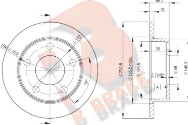 R Brake 78RBD23634 - Bremžu diski ps1.lv