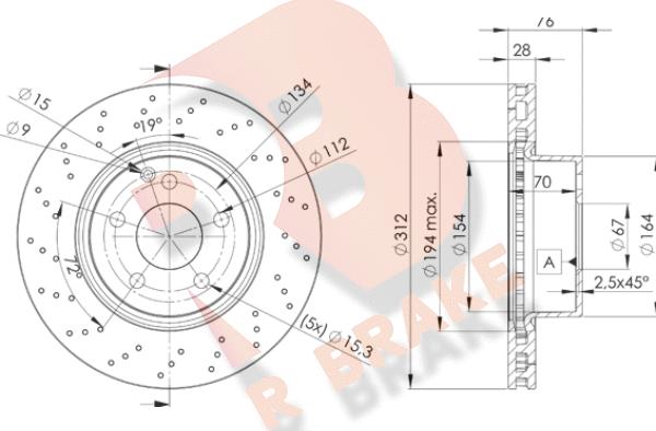 R Brake 78RBD23054 - Bremžu diski ps1.lv