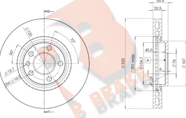 R Brake 78RBD23020 - Bremžu diski ps1.lv