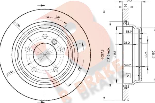 R Brake 78RBD23153 - Bremžu diski ps1.lv