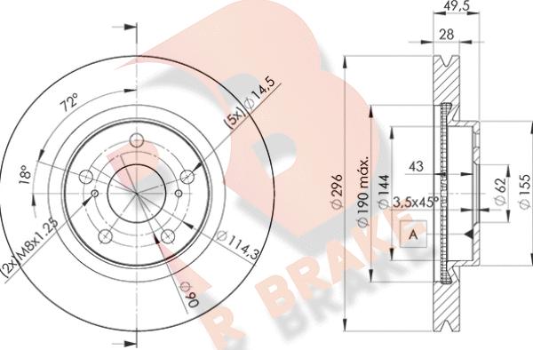 R Brake 78RBD23107 - Bremžu diski ps1.lv