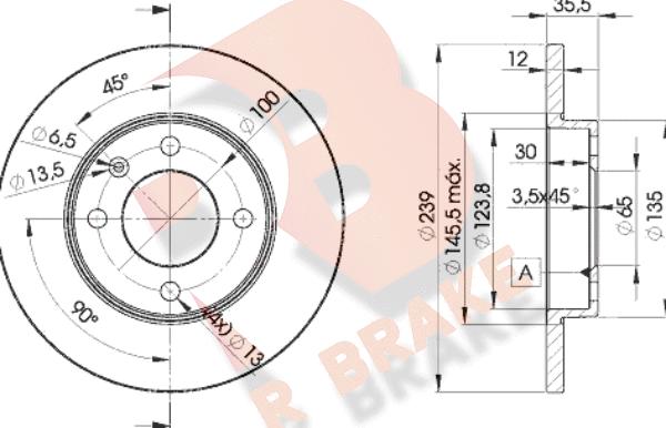 R Brake 78RBD23300 - Bremžu diski ps1.lv