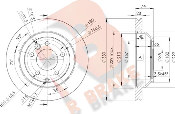 R Brake 78RBD23328 - Bremžu diski ps1.lv