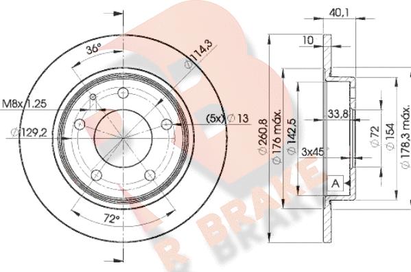 R Brake 78RBD23259 - Bremžu diski ps1.lv