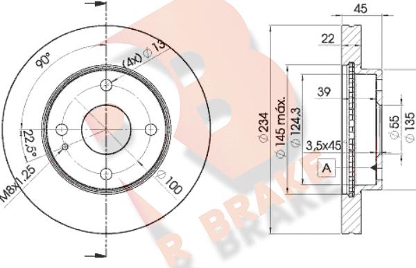 R Brake 78RBD23255 - Bremžu diski ps1.lv