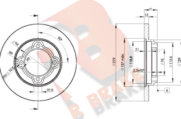 R Brake 78RBD23252 - Bremžu diski ps1.lv