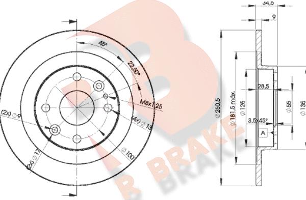 R Brake 78RBD23257 - Bremžu diski ps1.lv