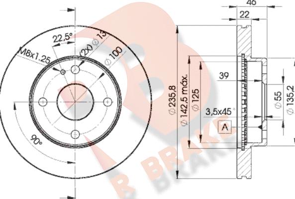 R Brake 78RBD23265 - Bremžu diski ps1.lv