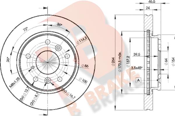 R Brake 78RBD23260 - Bremžu diski ps1.lv