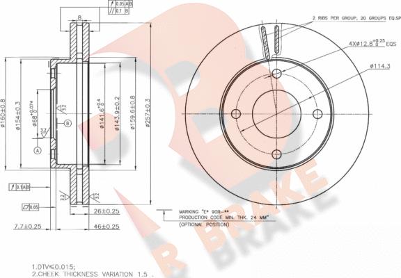 R Brake 78RBD22938 - Bremžu diski ps1.lv