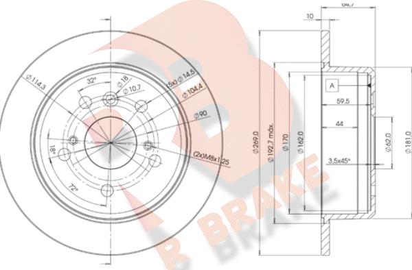 R Brake 78RBD22443 - Bremžu diski ps1.lv