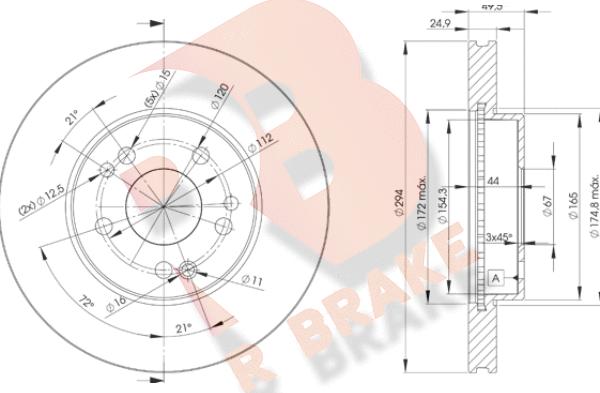 R Brake 78RBD22412 - Bremžu diski ps1.lv