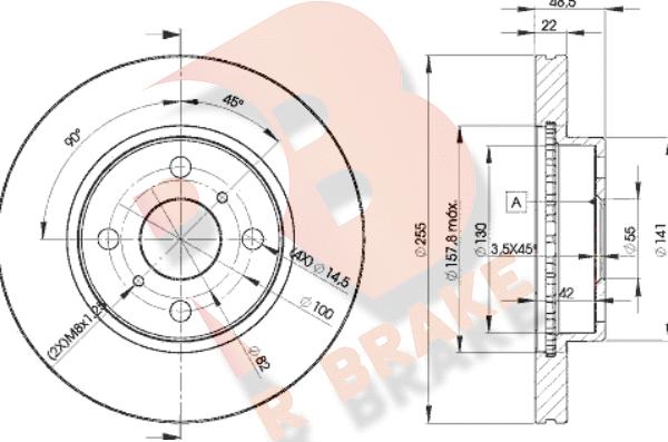 R Brake 78RBD22550 - Bremžu diski ps1.lv