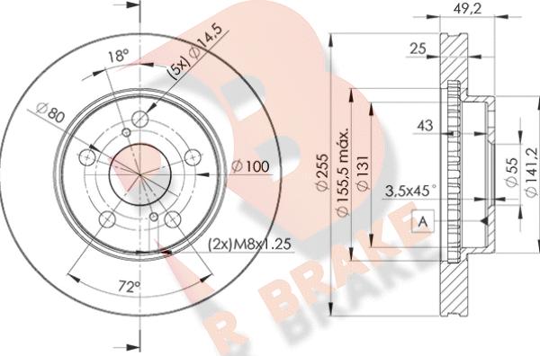 R Brake 78RBD22047 - Bremžu diski ps1.lv