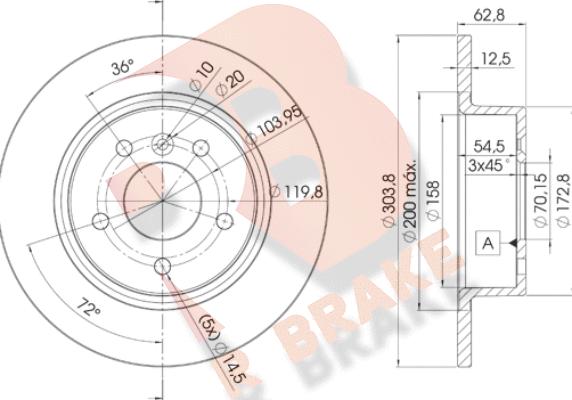 R Brake 78RBD22004 - Bremžu diski ps1.lv