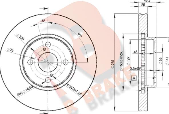 R Brake 78RBD22080 - Bremžu diski ps1.lv