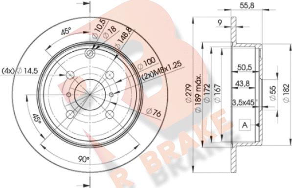 R Brake 78RBD22081 - Bremžu diski ps1.lv