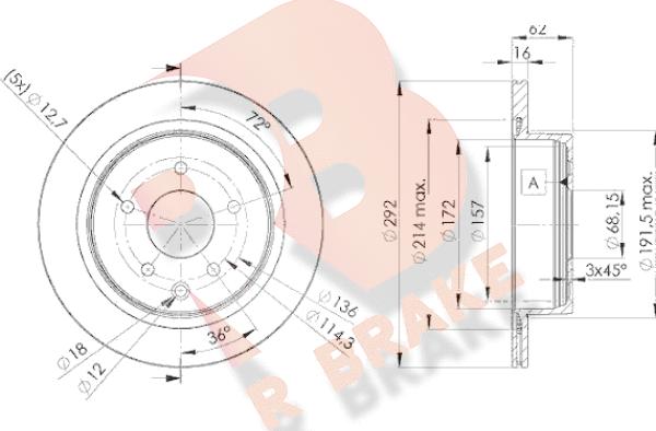 R Brake 78RBD22071 - Bremžu diski ps1.lv