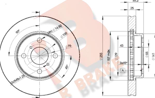 R Brake 78RBD22100 - Bremžu diski ps1.lv