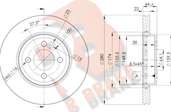 R Brake 78RBD22893 - Bremžu diski ps1.lv