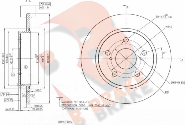 R Brake 78RBD22888 - Bremžu diski ps1.lv