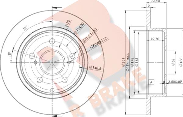 R Brake 78RBD22882 - Bremžu diski ps1.lv