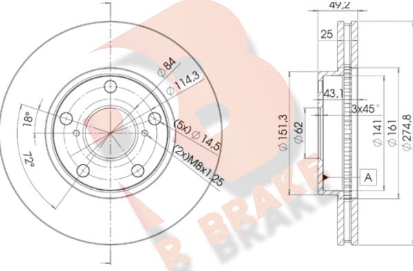 R Brake 78RBD22878 - Bremžu diski ps1.lv