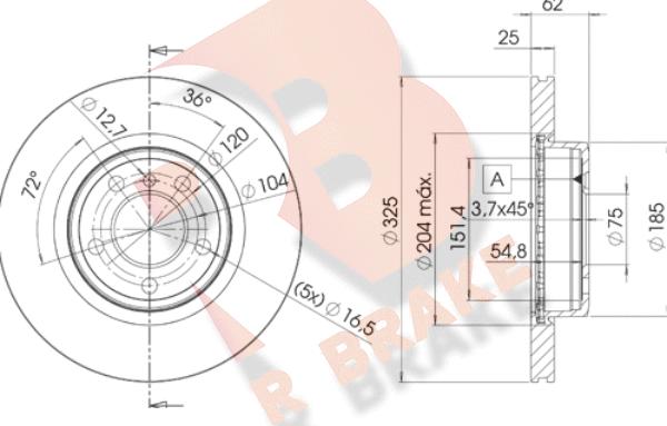 R Brake 78RBD22217 - Bremžu diski ps1.lv