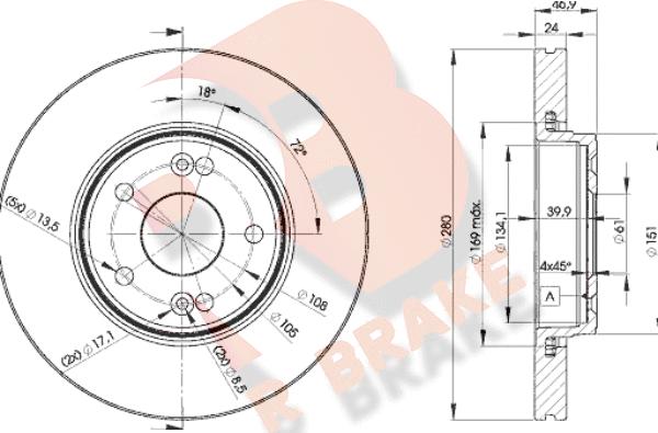 R Brake 78RBD22234 - Bremžu diski ps1.lv