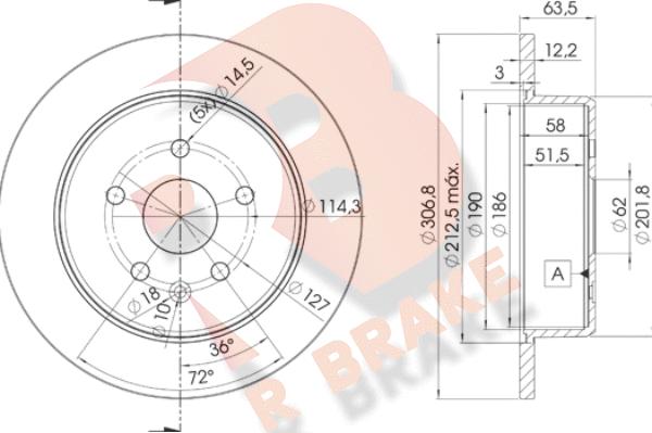 R Brake 78RBD22790 - Bremžu diski ps1.lv