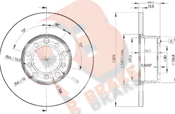 R Brake 78RBD22780 - Bremžu diski ps1.lv