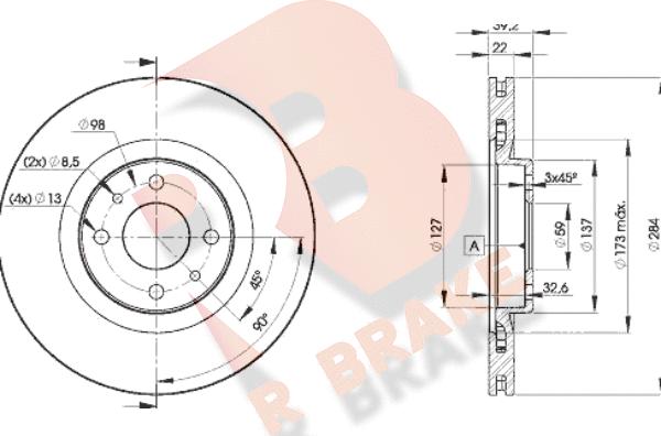 R Brake 78RBD27947 - Bremžu diski ps1.lv