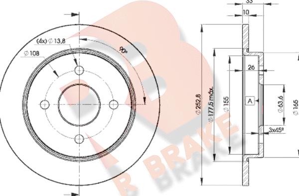 R Brake 78RBD27969 - Bremžu diski ps1.lv