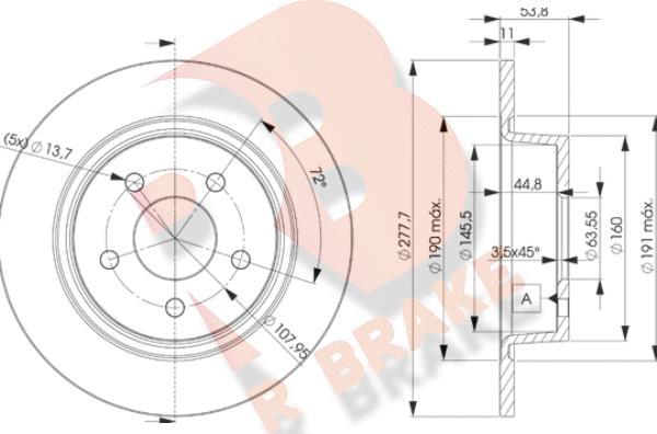 R Brake 78RBD27989 - Bremžu diski ps1.lv