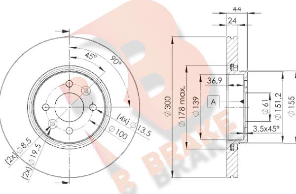 R Brake 78RBD27897 - Bremžu diski ps1.lv